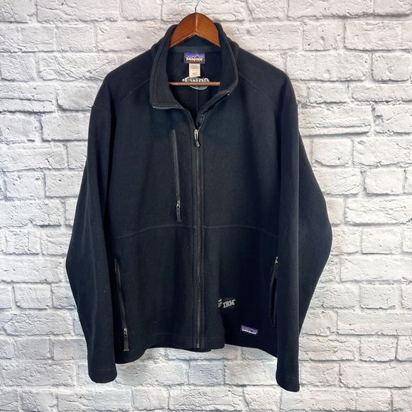 Patagonia Men Black Synchilla Fleece Full Zip‎ Jacket w/Co. Logo Size Large - Picture 1 of 7